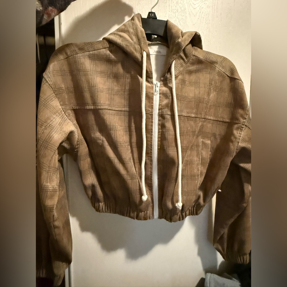 Active USA Brown Plaid Bomber Jacket